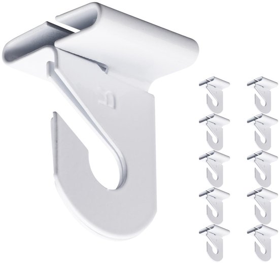 Dailygoods - Cosensi - Dailygoody - Drop Ceiling Hooks - Plafondhaken - Wit - Hangdecoraties - Ideaal voor planten en lampen - 10 paar haken