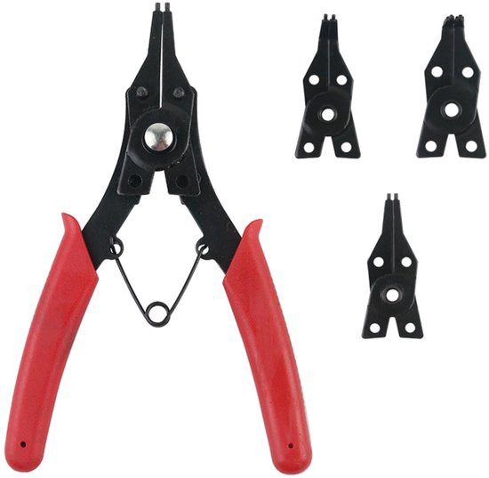 Dailygoods - Cosensi - Dailygoody - Lock Ring Pliers Set - 4-in-1 Pliers - Hoogwaardige kwaliteit - zwart/rood - Dismantelen gear lock ring - Geschikt voor binnen en buiten