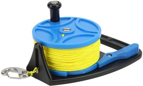 Dailygoods - Dailygoody - Duik Reel met Clip - 83m Nylon Draad voor Speervissen en Wateractiviteiten - Blauwe Wielen