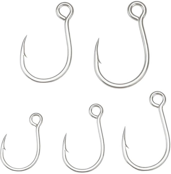 Dailygoods - Dailygoody - Koolstofstaal Vishaak - 50 stuks - Geschikt voor Zoetwater en Zoutwater - Diverse Maten - Ideaal voor Zeebaars en Barracuda