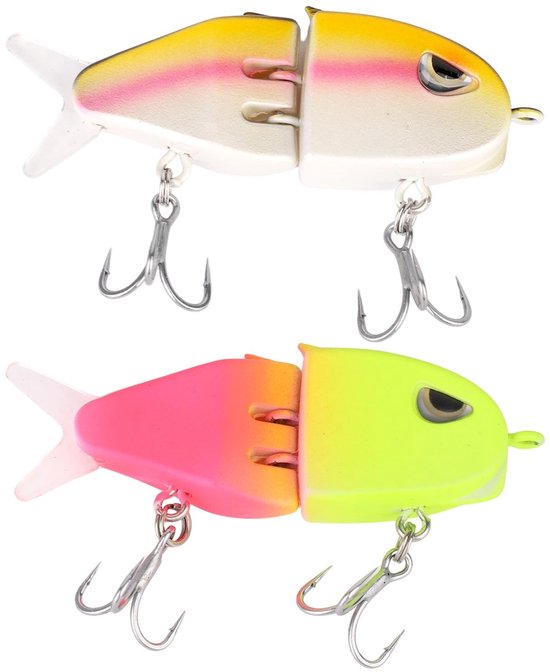 Dailygoods - Dailygoody - Mini Glide Bait - Realistische Swim Bait - Perfect voor Baarsvissen - 2 Stuks - Koolstofrijke Haken - Geschikt voor Roofvissen - Kle