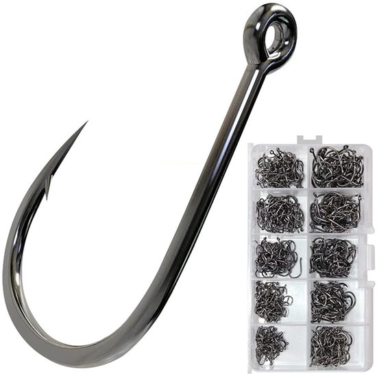Dailygoods - Dailygoody - Roestvrij Staal Vishaken - Zoutwater Haken - Super Sharp - Maat 2 -12 - Gesmeed Lange Schacht - Extra Sterke Metalen Vishaken - 500 stuks