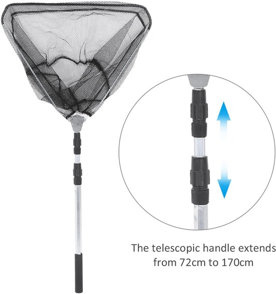 Dailygoods - Dailygoody - Schepnet 1,5 M - Opvouwbaar Visnet - Lichtgewicht Aluminium - Driehoekig Visnet - Voor Buitenboordmotor - Geschikt voor Vissen