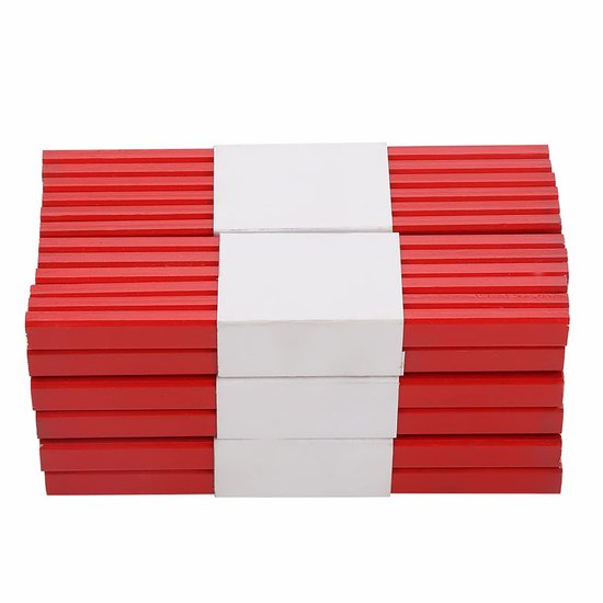 Dailygoods - Dailygoody - Timmermanspotloden - Bouwpotloden - Zwart Hard Lood - 72 Stuks - Houtbewerking - Rood - Geschikt voor Tekenen