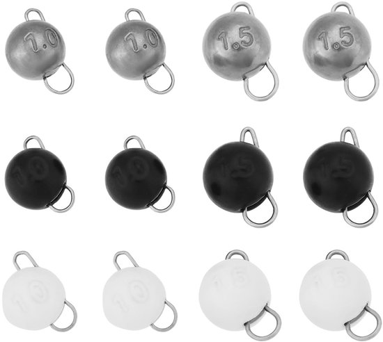 Dailygoods - Dailygoody - Tungsten Cheburashka Visgewichten - 12 Stuks - Perfect voor Zoet- en Zoutwatervissen - Glow, Zwart, Zilver - Karper, Bas, Kabeljauw