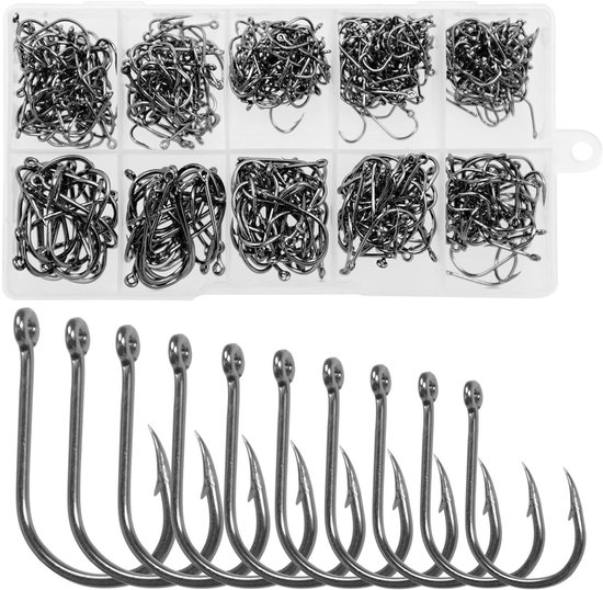 Dailygoods - Dailygoody - Vishaak Met Weerhaken - Koolstofstaal - 500 Stuks - Visaccessoires - Verschillende Maten - Geschikt voor Zoet- en Zoutwater