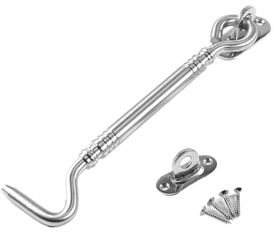 Dailygoods- Deursluiting - Hoogwaardige Roestvrij Stalen Houder - 8 Inch - Inclusief 4 Schroeven - Multi-Functioneel - Voor Deuren/Ramen