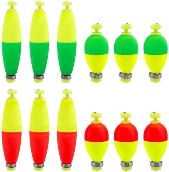 Dailygoods- Dobbers 12 Stuks - Visspullen - Eva Verzwaarde Dobbers