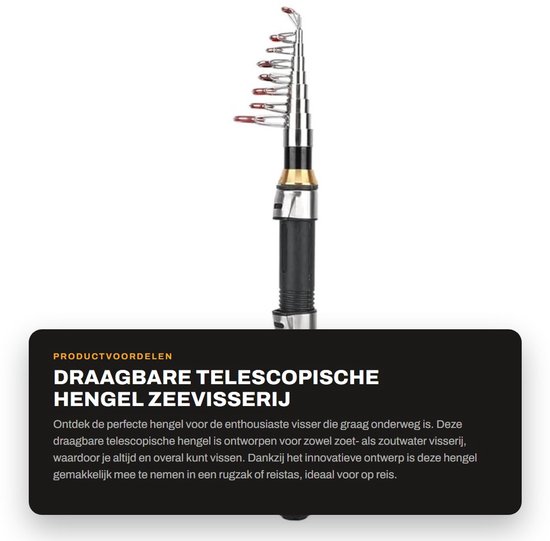 Dailygoods- Hengel Draagbaar 1,5m - Telescopische Hengel - Antislip Handvat - Zeevisserij - Zoetwater/Vijvervisserij - Fijne Afwerking - Visstok