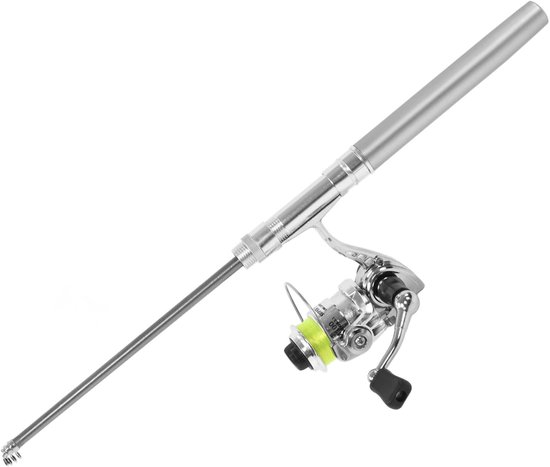 Dailygoods- Hengel Mini Penvorm - Draagbare Hengel met Reel - Ultralicht Aluminium - Rotsvissen/Riviervissen/Zeevissen - Hoogwaardige Materiaal - 4,3:1 Snelheidsverhouding - Visstok