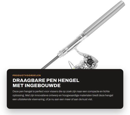 Dailygoods- Hengel Mini Penvorm - Draagbare Hengel met Reel - Ultralicht Aluminium - Rotsvissen/Riviervissen/Zeevissen - Hoogwaardige Materiaal - 4,3:1 Snelheidsverhouding - Visstok van Dailygoods