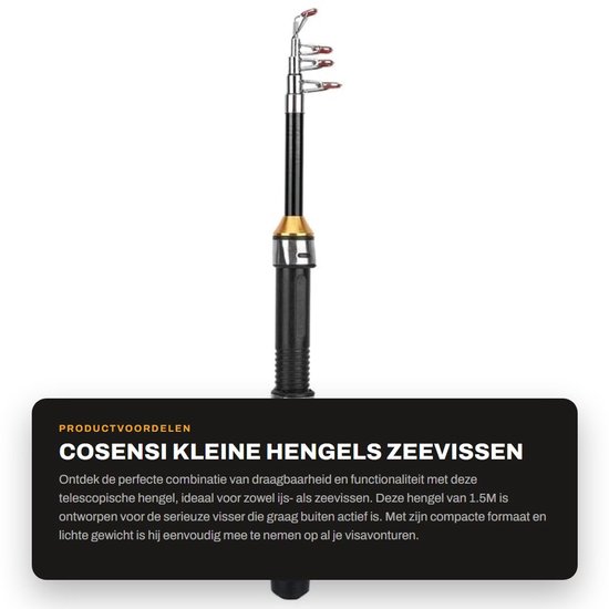 Dailygoods- Hengel Mini Telescopisch 1,5M - Zeevissen - Aashengel - Lichtgewicht - Antislip Handvat - Slijtvast Materiaal - Vishengel van Dailygoods