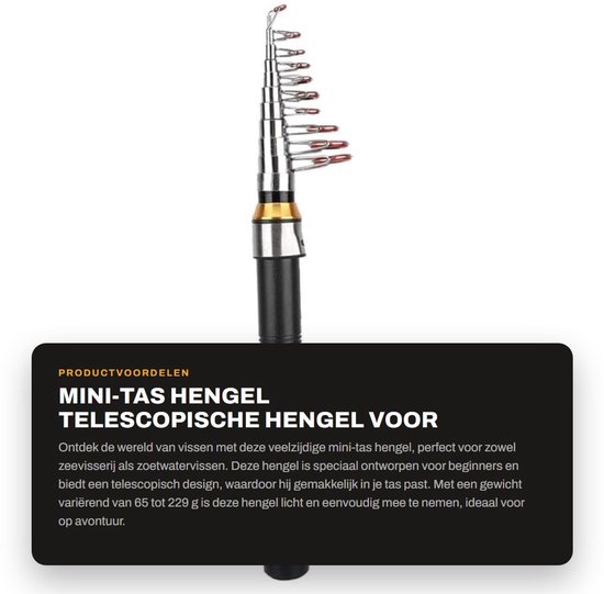 Dailygoods- Hengel Telescopisch Design - Mini Hengel - Lichtgewicht Hengel - Hengel voor Zeevisserij - Hengel voor Zoetwatervissen - Comfortabel Handvat - Visstok
