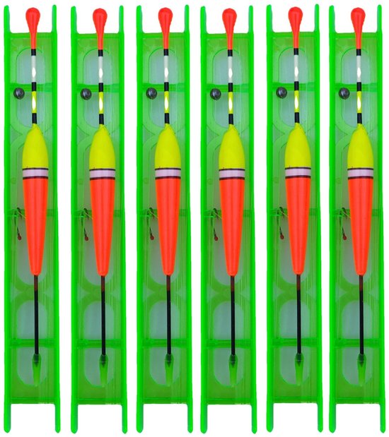 Dailygoods- Hengeldrijvers 15-delige set - Drijvende Visspoelen - Fluorescerende Boeien - Waterdicht - Kunststof - Inclusief 6 x Boei - Vissersbenodigdheden