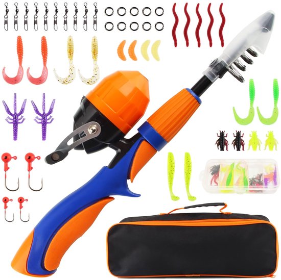 Dailygoods- Hengelset voor Kinderen - Complete Reisuitrusting - Sterke Koolstofvezel - Vismolen - Draagbare Tas - Duurzaam en Lichtgewicht - Visset