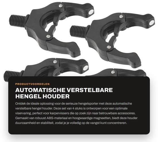 Dailygoods- Hengelstaarthouder Automatisch Verstelbaar - Magnetische Beugel - Compact - Lichtgewicht - Duurzaam - Robuust ABS-Materiaal - Hengelhouder