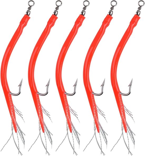 Dailygoods- Kabeljauw Aas Holografische Silicagel - Tube Jig - 5 Stuks - Roestvrij Stalen Haak - 5G/8G Gewicht - 14cm/16,5cm Lengte - Vissenaas