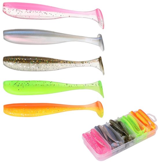 Dailygoods- Kunstaas 50 Stuks - Zacht Plastic Swimbait - Paddle Tail - Lokken Zoetwater/Zoutwater - Aantrekkelijk Ontwerp - Hoge Actie - Vishaak