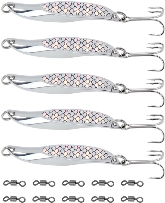Dailygoods- Kunstaas 5Pcs - Metalen Dreggen 65mm - 21g Gewicht - Voor Baars/Makreel/Forel/Snoekzalm - Scherpe Haken - Ideaal voor Werpen/Trollen - Visaas