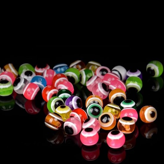 Dailygoods- Kunstaas Set 100 Stuks - 3D Visogen - Kunstmatige Bonen - Vissen Ogen - Herbruikbaar - Inclusief Doos - Vissensnoer