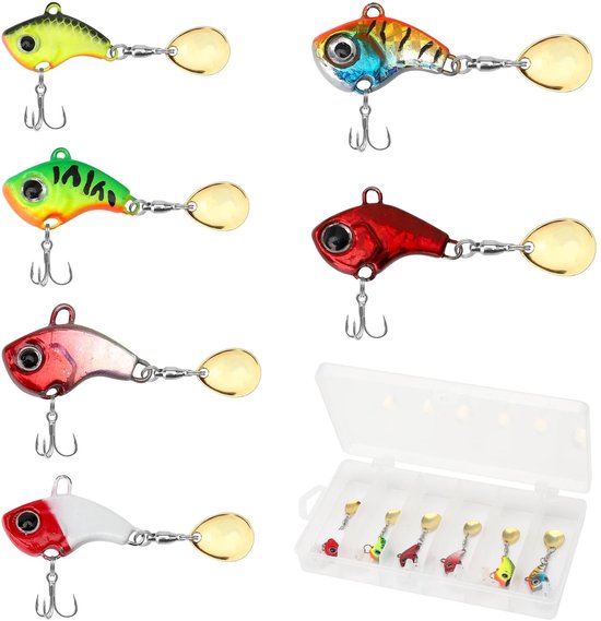 Dailygoods- Kunstaas Set 6 Stuks - Jig Spinner - Spinnerbait Loodkopspinner - Vishaak voor Baars/Snoek - Robuust Roestvrij Staal - Duurzaam en Corrosiebestendig van Dailygoods