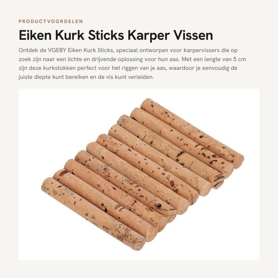 Dailygoods- Kurkstok Eikenmateriaal - 10Pcs - Drijvend - Lichtgewicht - Eenvoudig te gebruiken - 5 cm Lengte - Vishaak