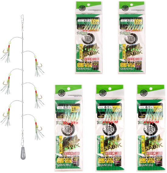 Dailygoods- Makreel Rigs 30st - Hoge Kwaliteit - Lichtgevende Kralen - Bionische Vliegende Insecten - Roestvrij Koolstofstaal Haken - Efficiënte Viservaring - Visrig van Dailygoods
