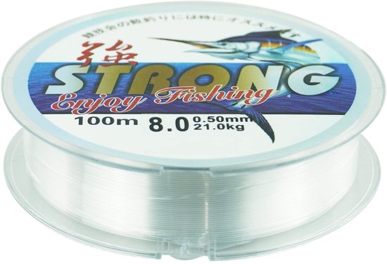 Dailygoods- Monofilament Vislijn 0,5 mm - 100 m Nylon Draad - Zeer Sterk - Voor Vissen - Geschikt voor Sieraden - Maximaal 21 kg Belastbaarheid - Visdraad
