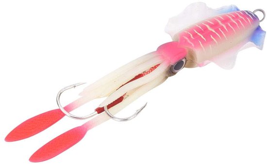 Dailygoods- Nepvisaas Zacht Lichtgevend - Inktvis Aas - 3D Ogen - Vissen Lokken - Zee/Zoet Water - Hoogwaardig PVC - Inktvisaas