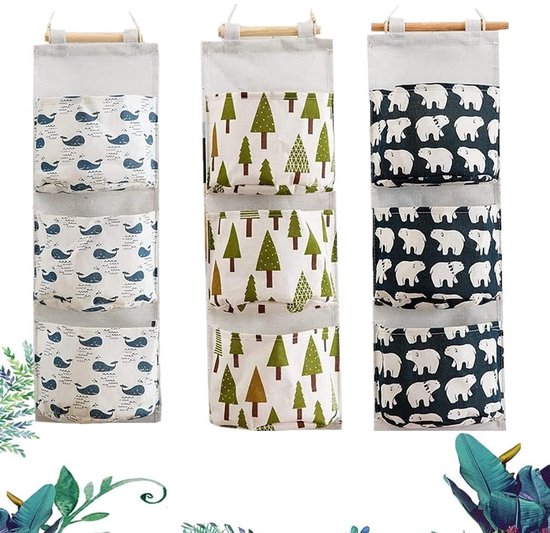 Dailygoods- Opbergtassen 3 lagen - Opbergtassen Kleding - Opbergtassen met Rits - Hangende Organizer - Opvouwbare Linnen Stof - Draagbare Dubbelzijdige Opbergruimte - Wandorganizer