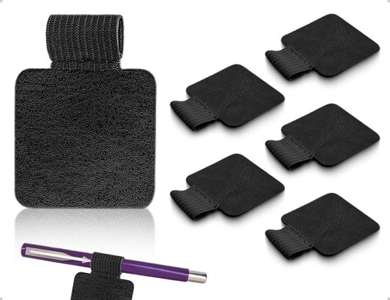 Dailygoods- Pennenlussen Set van 5 - Zelfklevend - Elastisch - PU-leer - Geschikt voor Notitieboek - Praktisch Hulpmiddel voor Schrijven - Penhouder