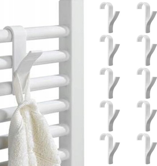 Dailygoods- Radiatorhaken 10 Stuks - Ronde Haakjes - Multifunctionele Handdoekhaken - Badkamerradiatoren - Eenvoudige Installatie - Antislip Design