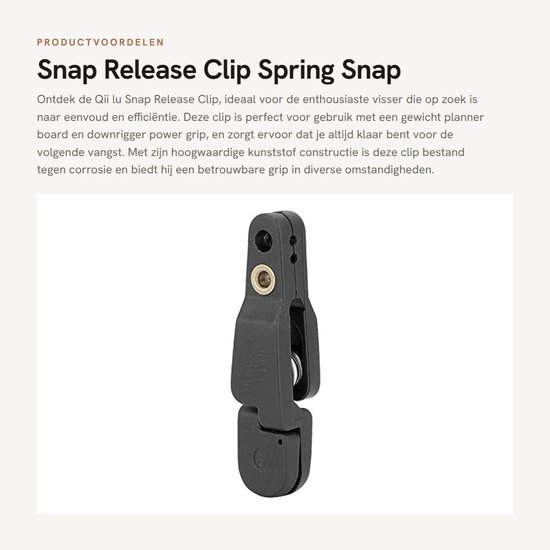 Dailygoods- Snap Clip - 2 Stuks - Snelle Ontgrendel Clip - Duurzaam Kunststof - Voor Planner Board/Downrigger - Gewicht 5 Gram - Makkelijk in Gebruik - Visclip