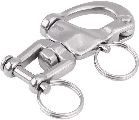 Dailygoods- Snap Shackle Roestvrij Staal - Draaibare Beugel - Haklengte 7cm/12,8cm - Werkbelasting 1438kg/1978kg - Geschikt voor Zeilboot - Hoogwaardig Materiaal