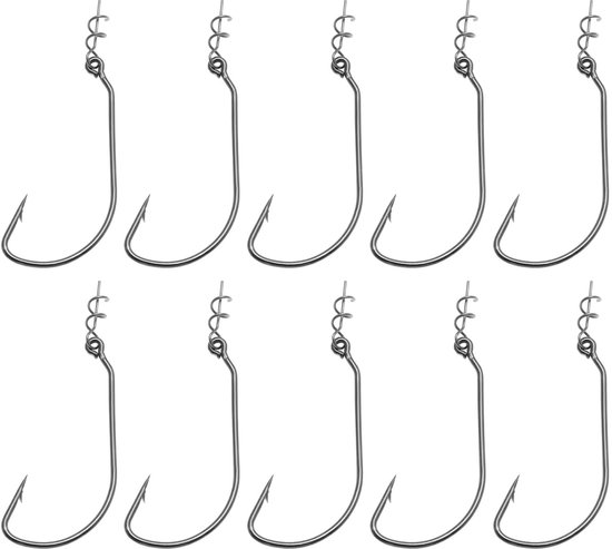 Dailygoods- Swimbait Haken 10 Stuks - Offset Haak - Baitholder - Duurzaam - Hoog Hook-up Ratio - 4,9 x 2,6 cm - Vishaken van Dailygoods