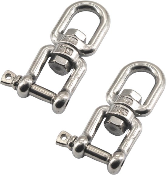 Dailygoods- Swivel Ring 2 Stuks - M8 Oogkaak Beugel - 360° Draaibare Ring - Roestvrij Staal - Max Belasting 470KG - Duurzaam en Stevig - Ooghaak