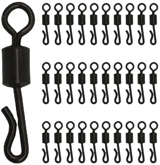 Dailygoods- Swivels 30 Stuks - Quick Change Wartels - Vissen Accessoire - Koperlegering - Slijtvast/Slagvast - 360° Rotatie - Visswartel