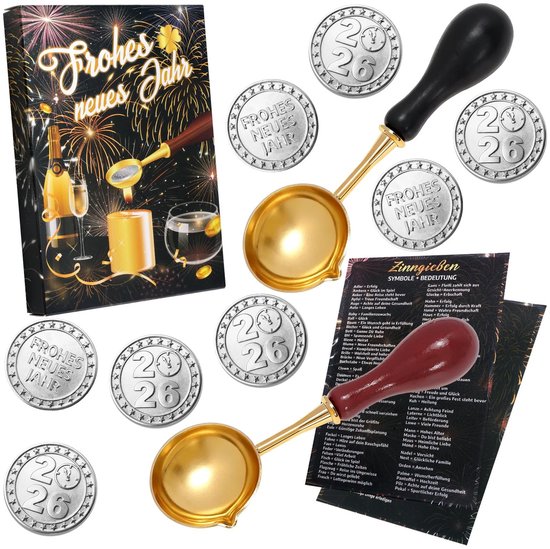 Dailygoods - Tin en Lood Smeltset voor Oudejaarsavond met 18 Figuren