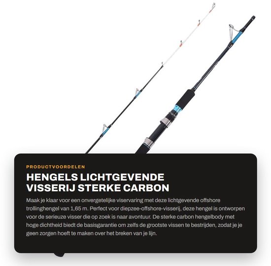 Dailygoods- Trollinghengel Lichtgevend Ontwerp - Carbon Hengel - Diepzee Visserij - Anti-vislijnverstrengeling - 1,65 m - Geschikt voor Rivier - Vishengel