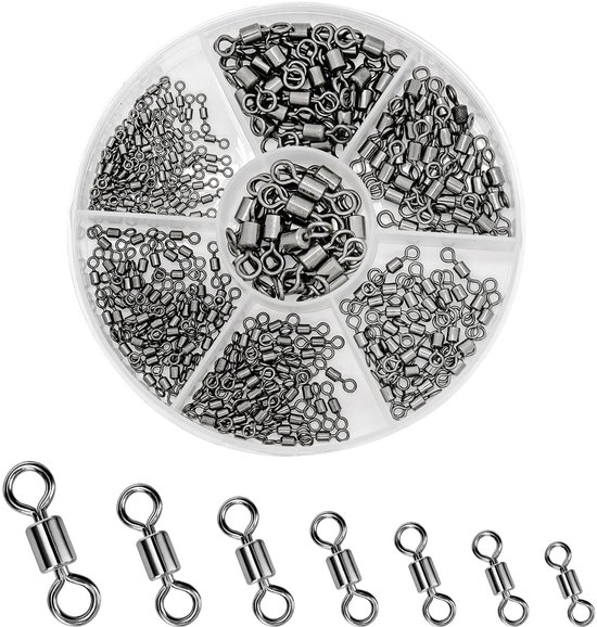 Dailygoods- Vatvissen Wartels 260 Stuks - Karpervissen Snaps Kit - Rolling Connector Swivel - Hoogwaardig Gelegeerd Staal - Roestvrij en Slijtvast - 360 Graden Flexibel Draaiend Ontwerp - Viswartels