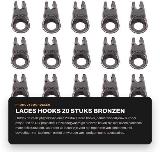 Dailygoods- Vetersluiting - 20 Stuks - Hoogwaardige Legering - Voor Wandelschoenen - Voor Klimgereedschap - Duurzaam - Geschikt voor DIY - Veters