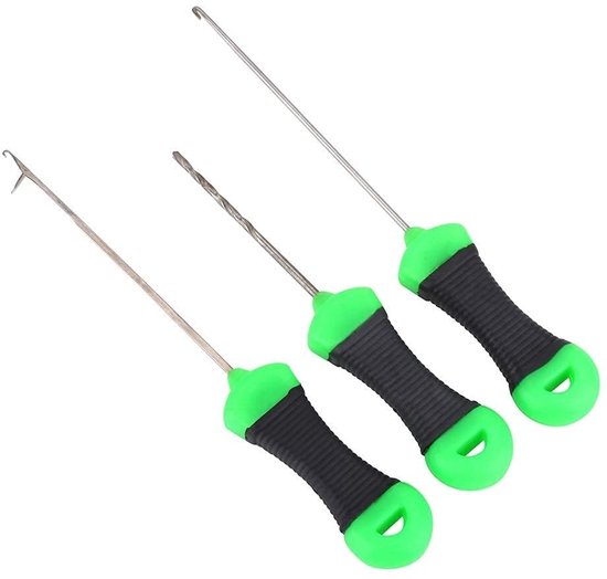Dailygoods - Visaas Naald - Karpervissen Gereedschap - Roestvrij Staal - Haak Boor Rig - 3 Stuks - Geschikt voor Vissers