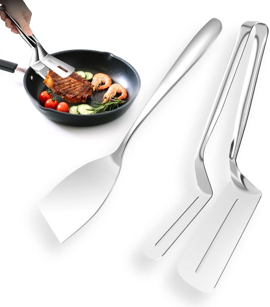 Dailygoods - Visbakspatel en Multifunctionele Steaktang - 2-delige Set