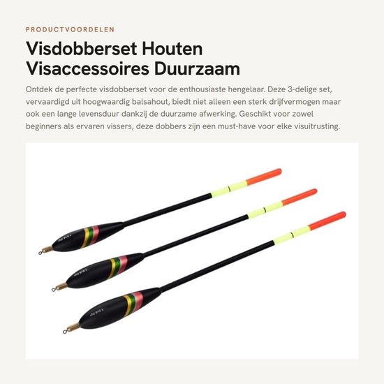 Dailygoods- Visdobberset duurzame houten visboei - 3-delige set - 1,5/5/6 g - waterdicht - kleurvast - premium balsahout - Vissersdrijver