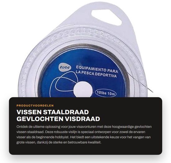 Dailygoods- Visdraad Roestvrij staal - Gevlochten Leider - Plastic Bedekking - 7 Strengen - Zeer Sterk - Ideaal voor Grote Mond Vissen - Vislijn van Dailygoods