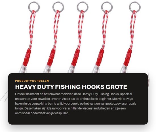 Dailygoods- Vishaak 5 Stuks - Zware Metalen Haken - Duurzaam/Corrosiebestendig - Voor Zeevisserij - 10 Maten - Geschikt voor Diverse Vissen - Haak
