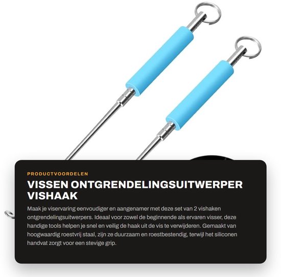Dailygoods- Vishaak Remover - 2 Stuks - Roestvrij Staal - Antislip Handvat - Draagbaar - Eenvoudig in Gebruik - Haakontgrijper