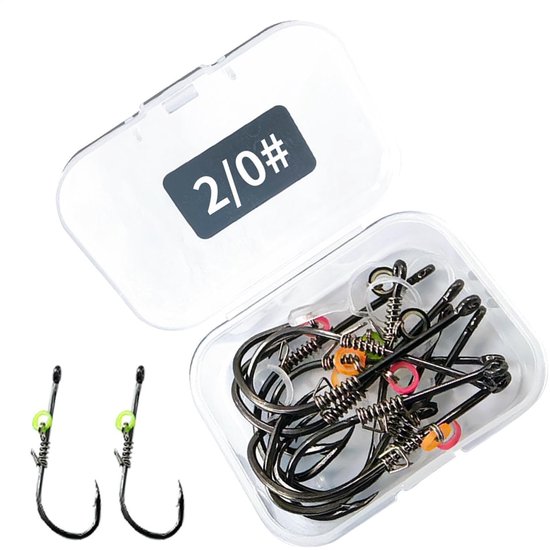 Dailygoods- Vishaken Duurzaam - Offset Vishaken - Stekelvishaak - 10 Haken - Herbruikbaar Visgereedschap - Opbergdoos - Vishaak