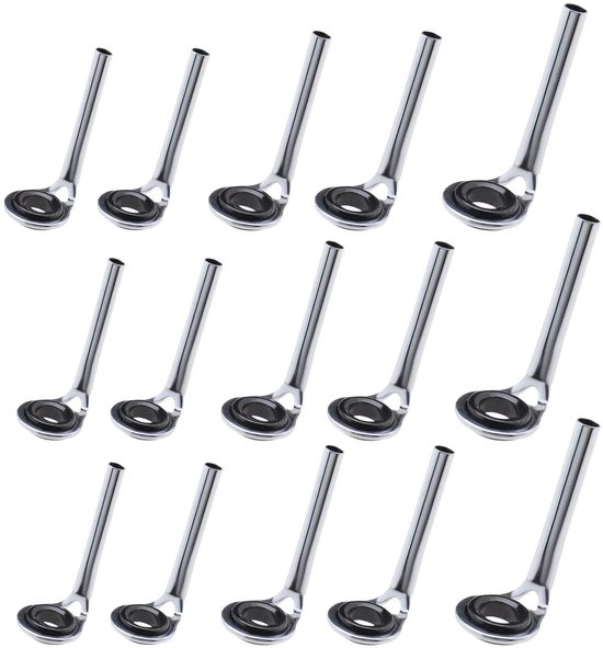Dailygoods- Vislijn 15 Stuks - Hengel Tip Reparatie Kit - Meerdere Maten 1.2x4mm/1.4x4mm/1.6x5mm/1.8mmx5mm/2x6mm - Roestvrij Staal - Duurzaam - Lichtgewicht - Hengelonderdelen