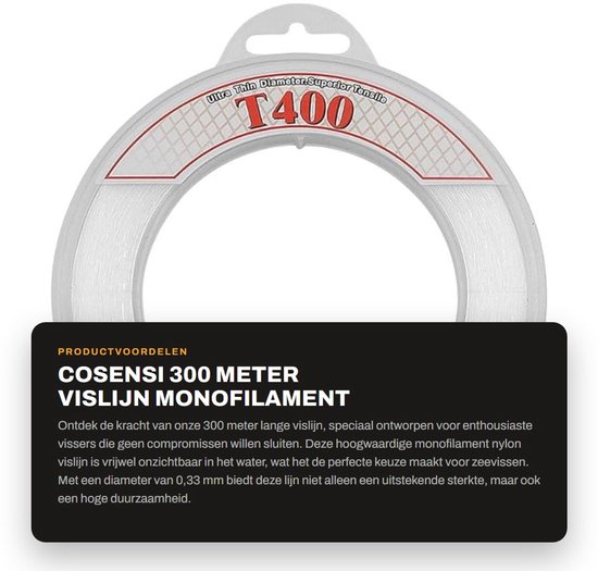 Dailygoods- Vislijn 300 Meter - 0,33 mm Monofilament - Doorzichtige Nylon - Sterk en Duurzaam - Ideaal voor Zeevissen - Lage Zichtbaarheid - Vissnoer